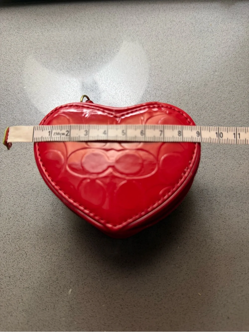Coach Red patent leather heart-shaped travel jewelry box w mirror